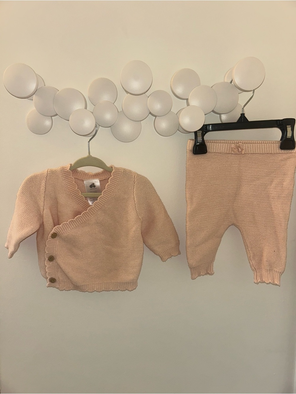 Just Born Baby Knit Scalloped Sweater Set - Baby Pink